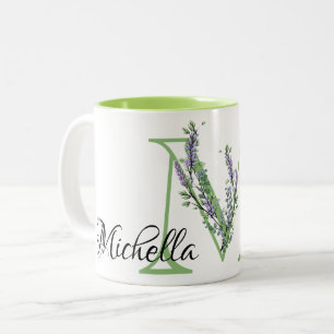 Monogram M Lavender Eucalyptus Two-Tone Coffee Mug