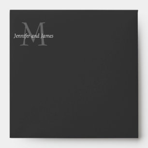 Monogram M Logo Black Wedding Invitation Envelope