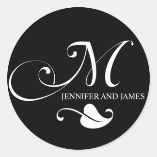 Monogram M Logo Names Wedding Stickers