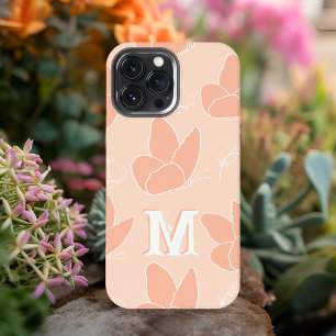 Monogram M Modern Apricot Peach Butterfly Pattern iPhone 13 Pro Max Case