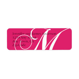 Monogram M Return Address Labels Pink