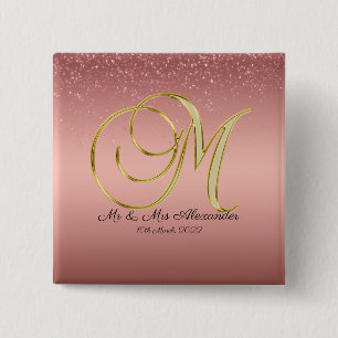Monogram M Rose Gold Button