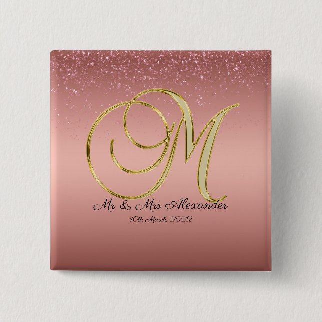 Monogram M Rose Gold Button (Front)
