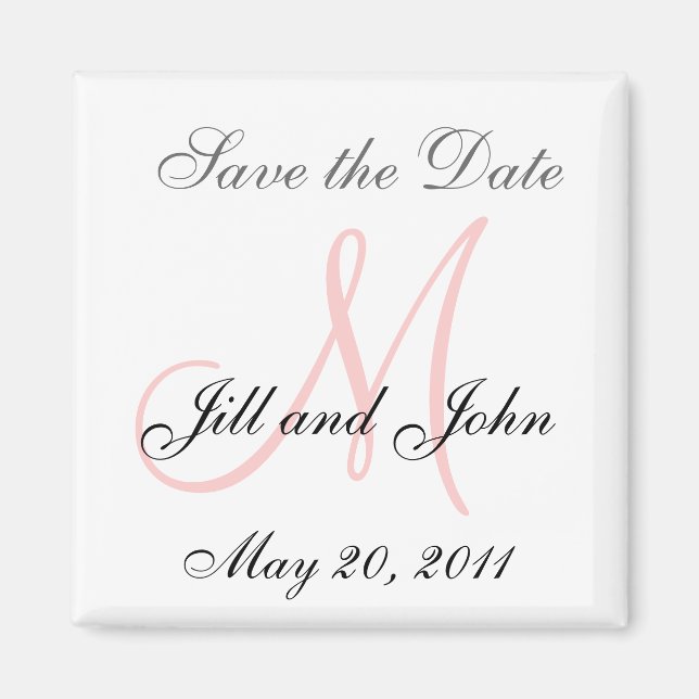 Monogram M Wedding Save the Date Magnet (Front)