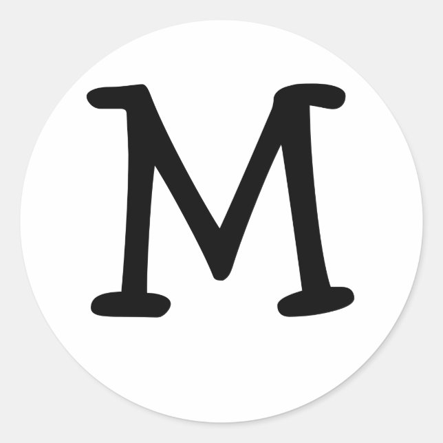 Monogram M Wedding Seal Sticker (Front)