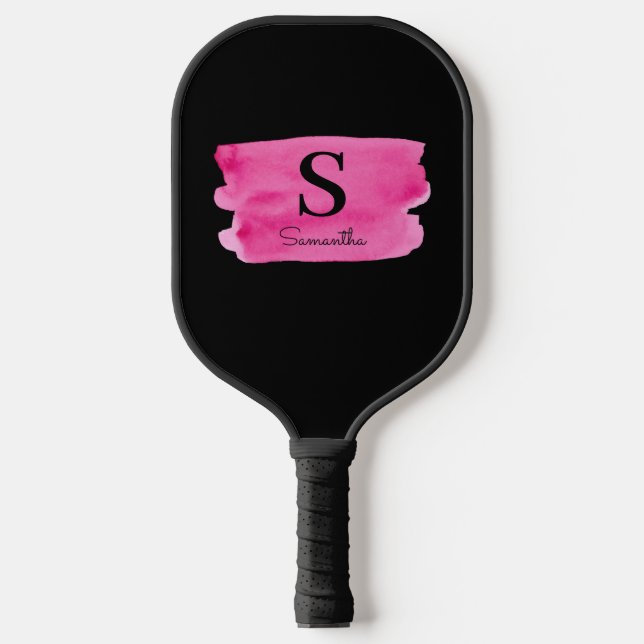 Monogram Magenta Brush Stroke Pickleball Paddle (Front)