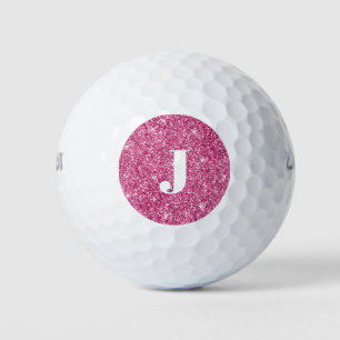 Monogram Magenta Glitter Golf Balls
