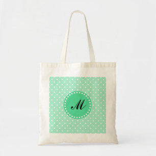 Monogram Magic Mint and White Polka Dot Tote Bag