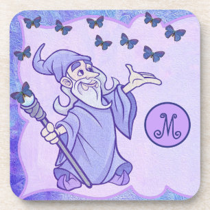 Monogram Magical Wizard with Butterflies Coaster