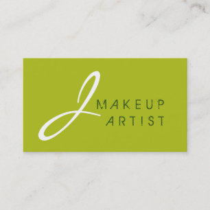 Monogram Makeup Artist Acid green Background Business Card