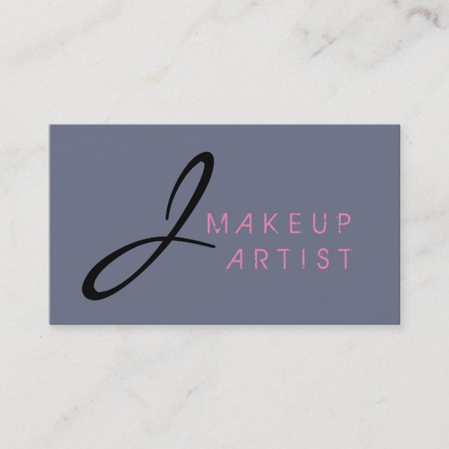 Monogram Makeup Artist Grey Background #2 Business Card (Front)