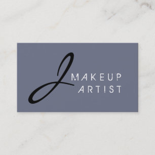 Monogram Makeup Artist Grey Background Business Card