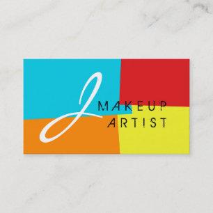 Monogram Makeup Artist Modern Retro Colours #4 Business Card