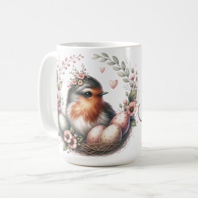 Monogram Mama Bird Coffee Mug (Front Left)