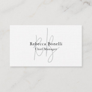Monogram Manager Two Sided Premium Linen Business Card