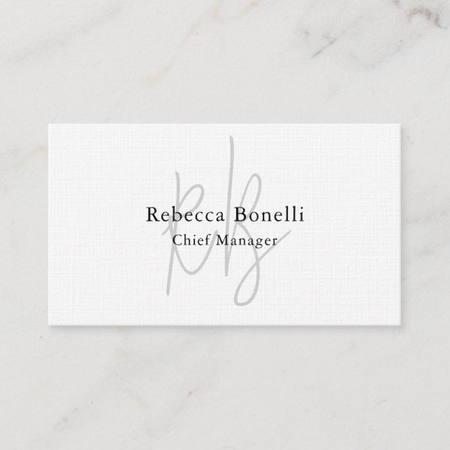 Monogram Manager Two Sided Premium Linen Business Card (Front)
