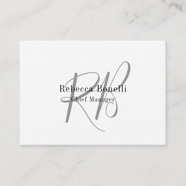 Monogram Manager Two Sided Premium Linen Business Card (Front)