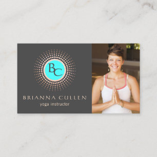 Monogram Mandala Yoga Logo, Add Photo Business Card