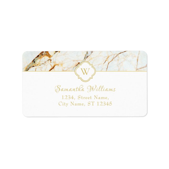 Monogram Marble Elegant Classy Address Label (Front)