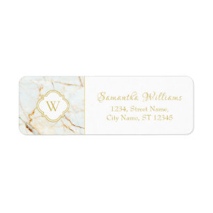 Monogram Marble Elegant Return Address Labels