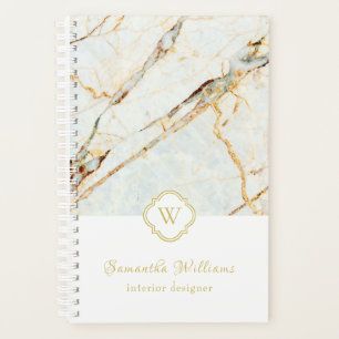 Monogram Marble Elegant White Gold 5.5x8.5 Planner