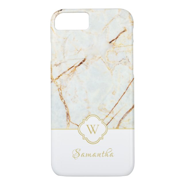 Monogram Marble Elegant White Gold iPhone 8/7 Case (Back)
