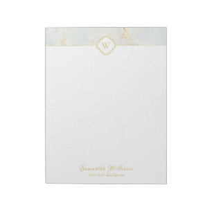 Monogram Marble Elegant White Gold Letter Notepad