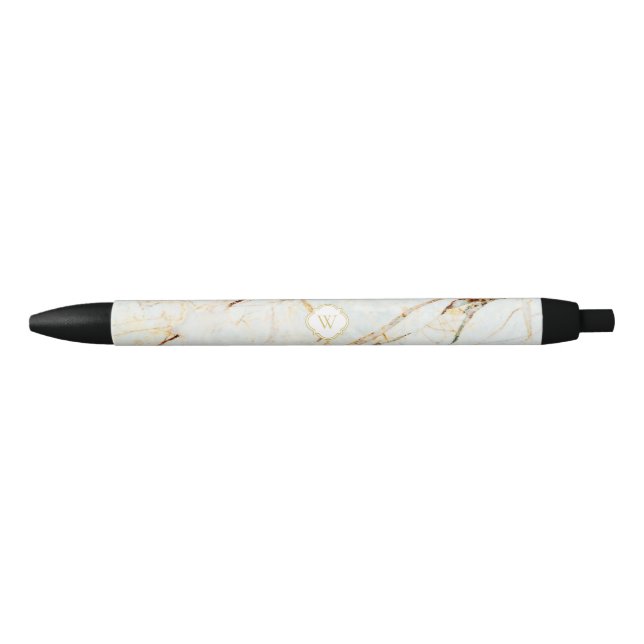 Monogram Marble Elegant White Gold Pen (Front)