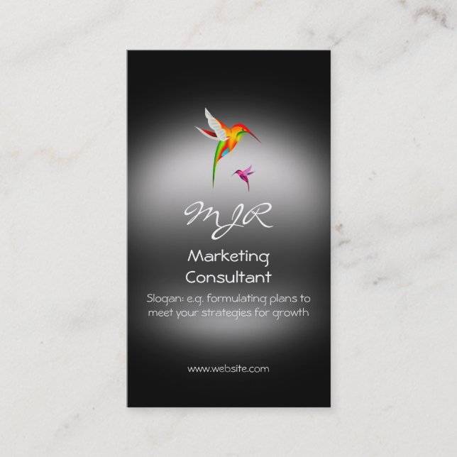 Monogram, Marketing Consultant, metal-look Business Card (Front)