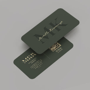 Monogram Marketing Professional Modern Dark Green Business Card