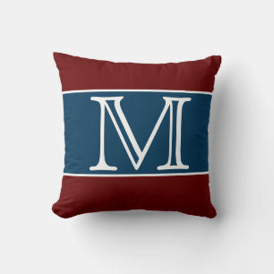 MONOGRAM Maroon Navy Blue stripe Solid Colour  Cushion