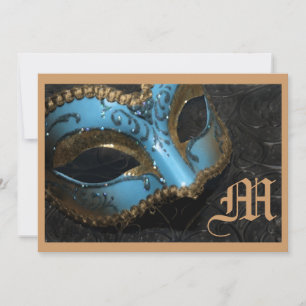 Monogram Masquerade Renaissance Wedding Invitation