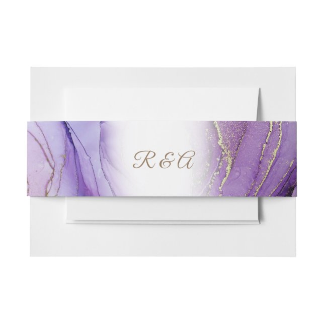 Monogram Mauve Gold Wedding Invitation Belly Band (Front Example)