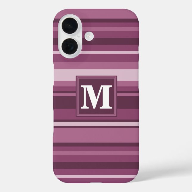 Monogram mauve stripes Case-Mate iPhone case (Back)