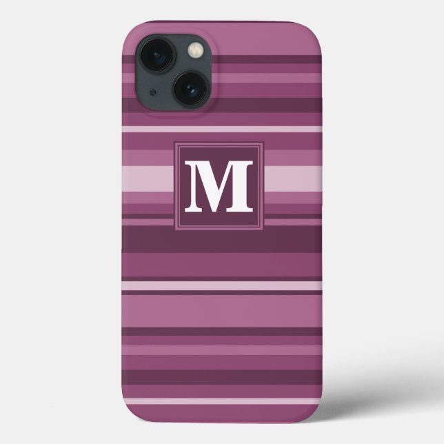 Monogram mauve stripes Case-Mate iPhone case (Back)