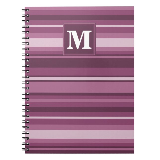 Monogram mauve stripes notebook (Front)