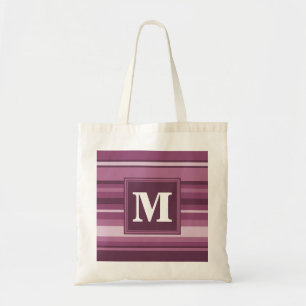 Monogram mauve stripes tote bag