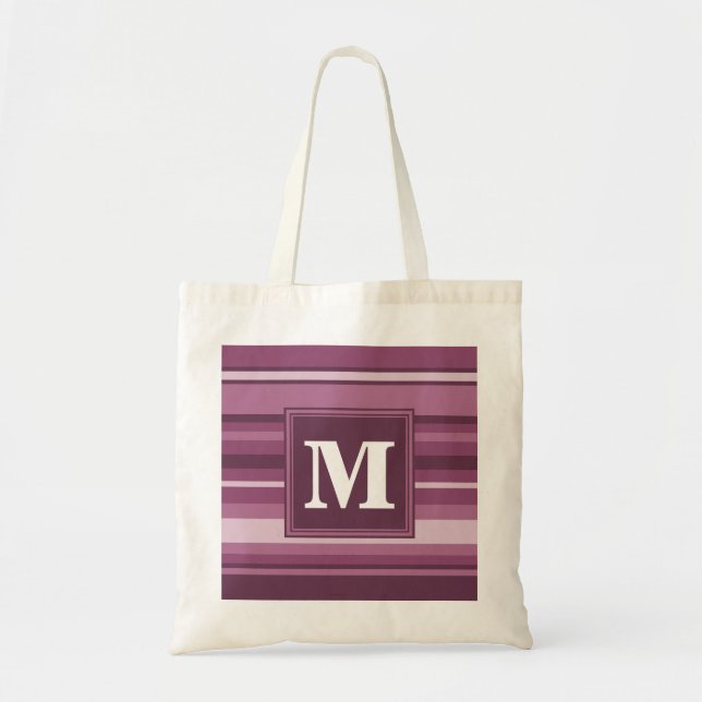 Monogram mauve stripes tote bag (Front)