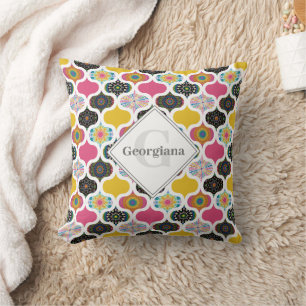 Monogram Maximalist Rainbow Dot Mandalas Patchwork Cushion