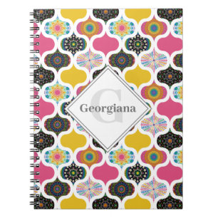 Monogram Maximalist Rainbow Dot Mandalas Patchwork Notebook