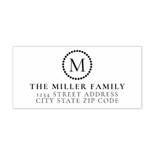 Monogram Medallion Family Template Return Address Rubber Stamp