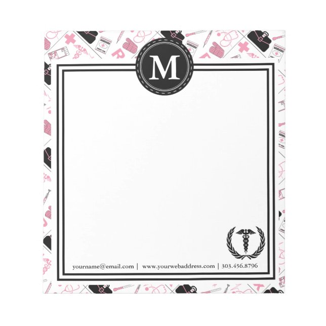 Monogram - Medical Design - Pink Notepad (Front)