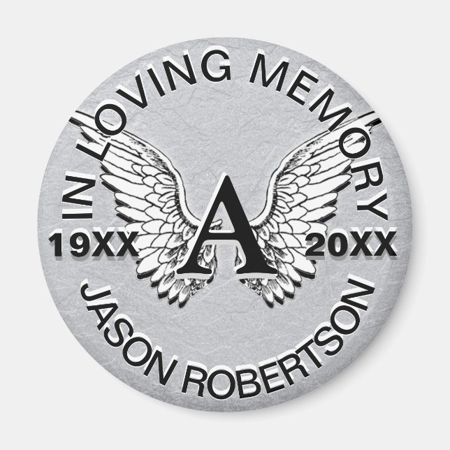 Monogram | Memorial | Angel Wings Magnet (Front)