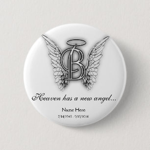 Monogram Memorial Tribute Letter B 6 Cm Round Badge