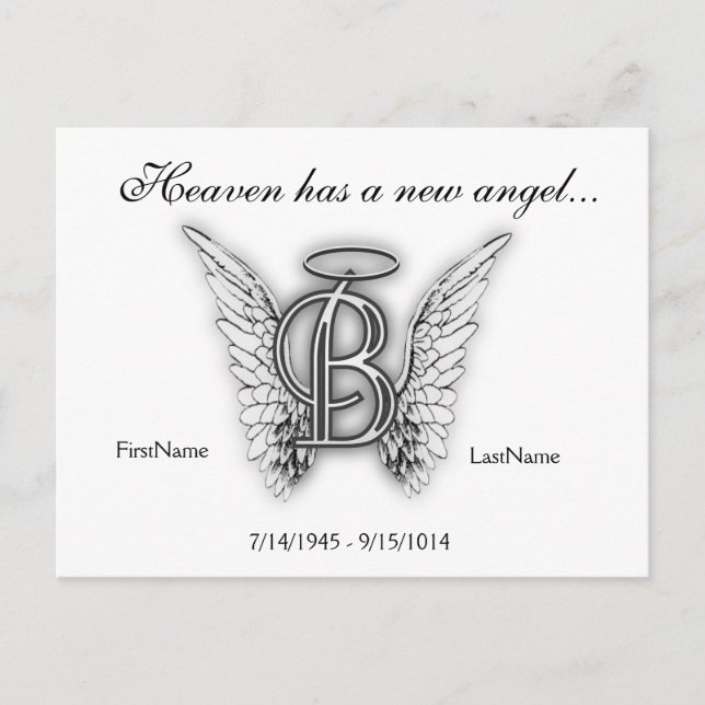 Monogram Memorial Tribute Letter B Postcard (Front)