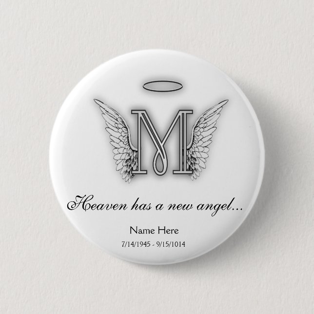 Monogram Memorial Tribute Letter M 6 Cm Round Badge (Front)