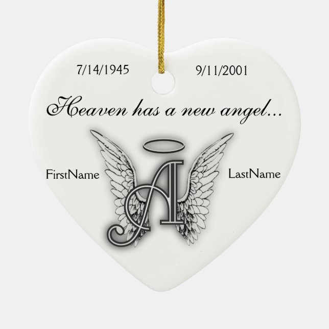 Monogram Memorial Tribute Ornament A (Back)