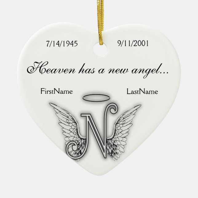 Monogram Memorial Tribute Ornament N (Front)