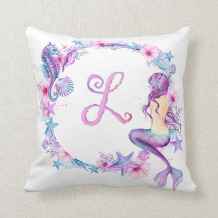 Monogram Mermaid Pillow - L