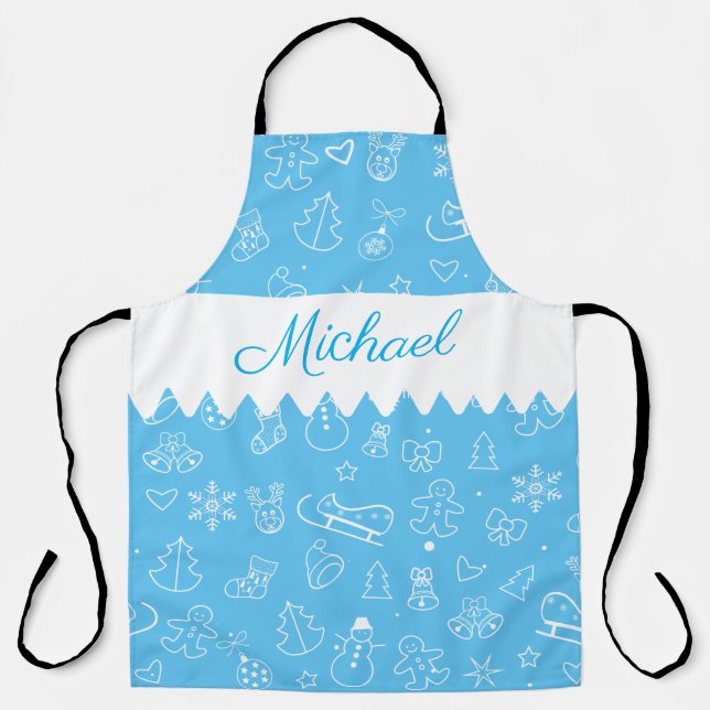 Monogram Merry Christmas and Happy New Year! 20XX Apron (Front)